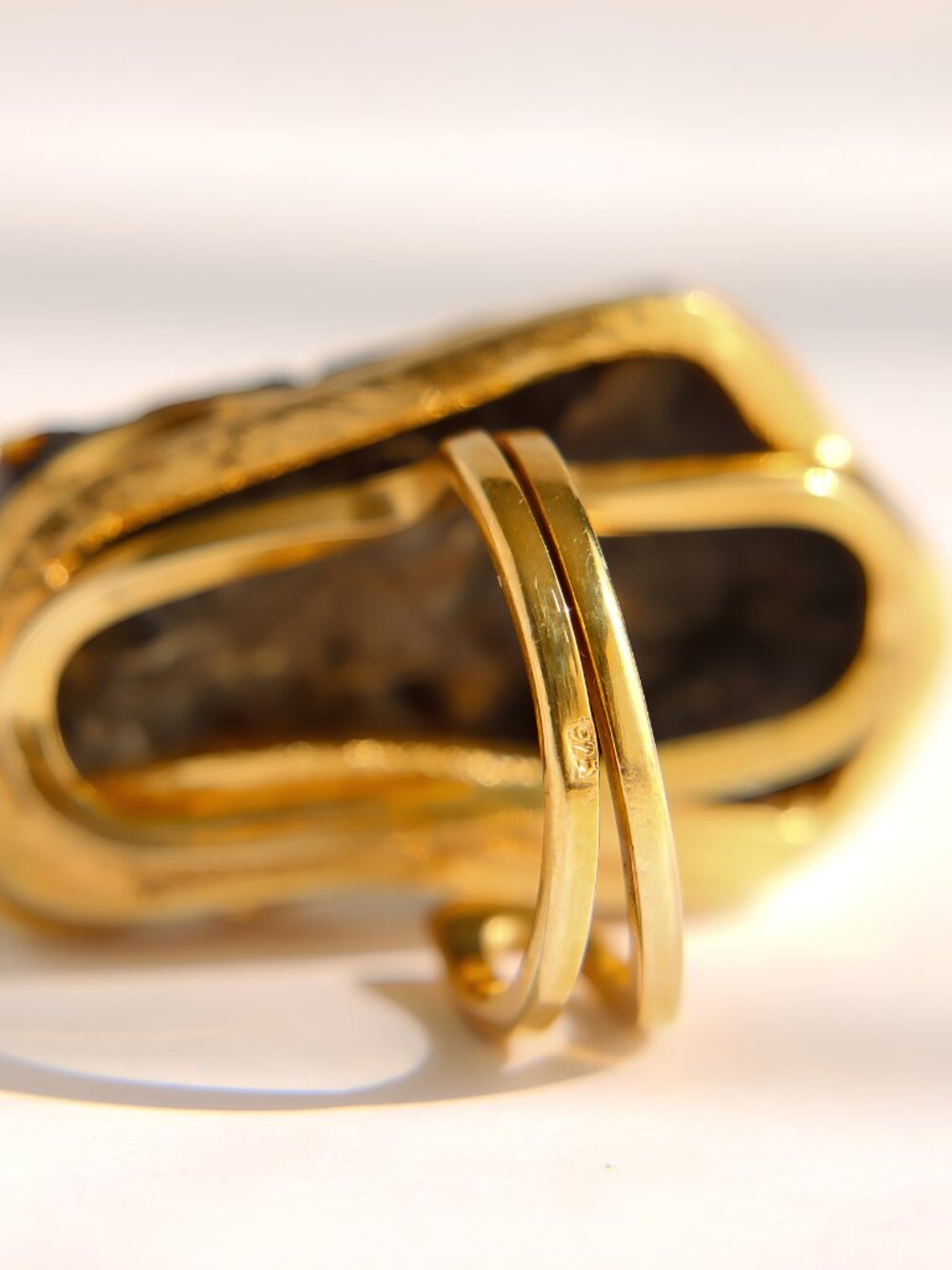 Baltic Amber Statement Ring-14k Gold Plated Sterling Silver - Picture 5 of 5